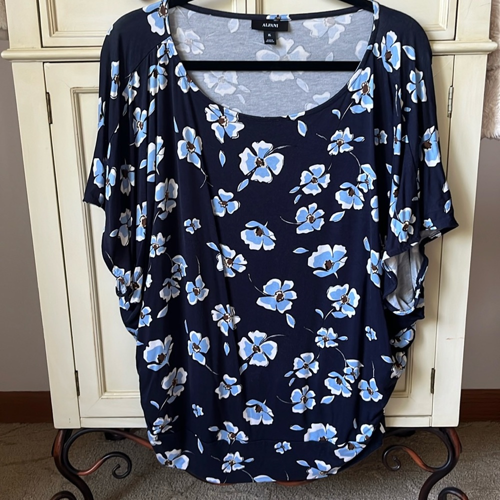 Alfani Blue Dolman Sleeve Tunic Top Size XL